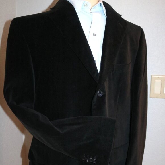 Sean John Mens Black 44L Velvet Blazer Jacket
